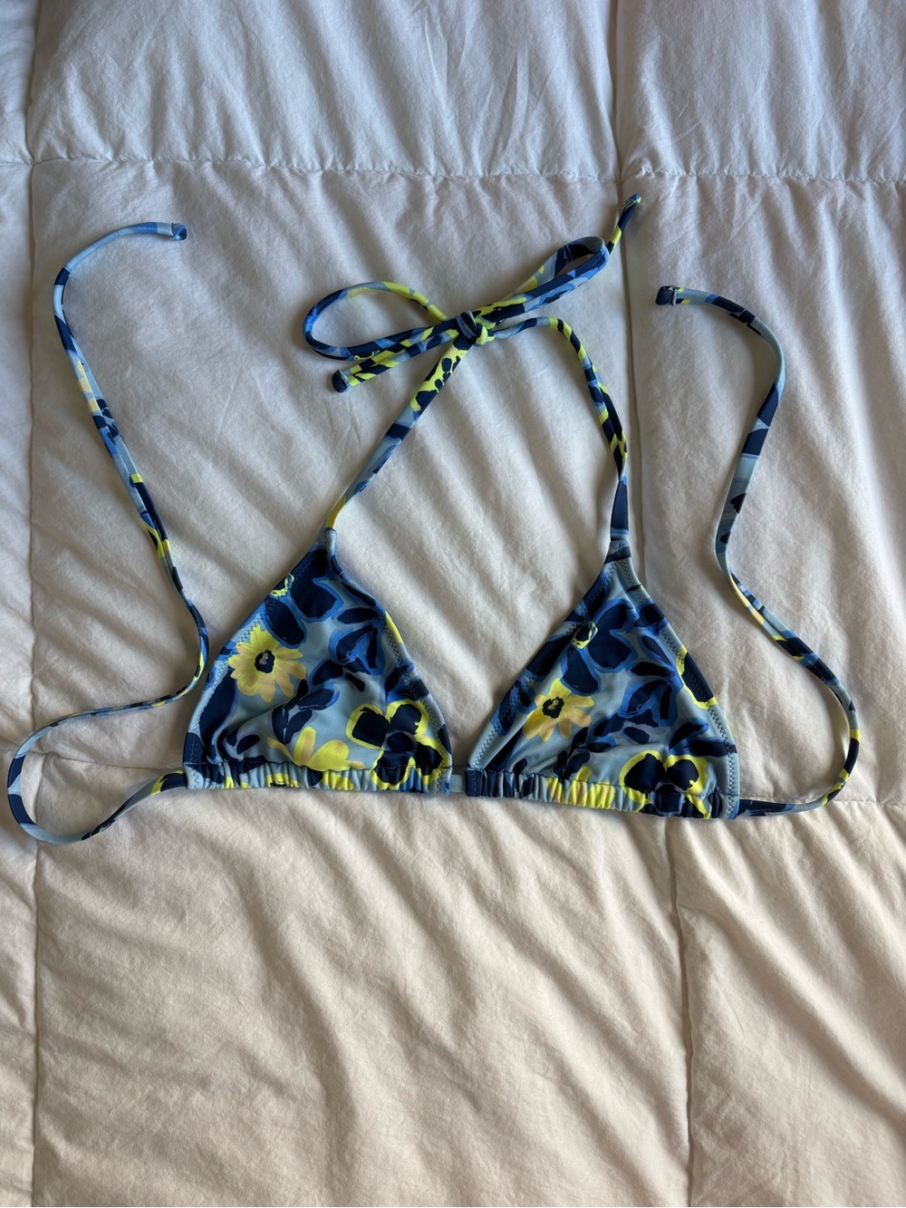 Aerie Blue and Yellow Triangle Bikini Top